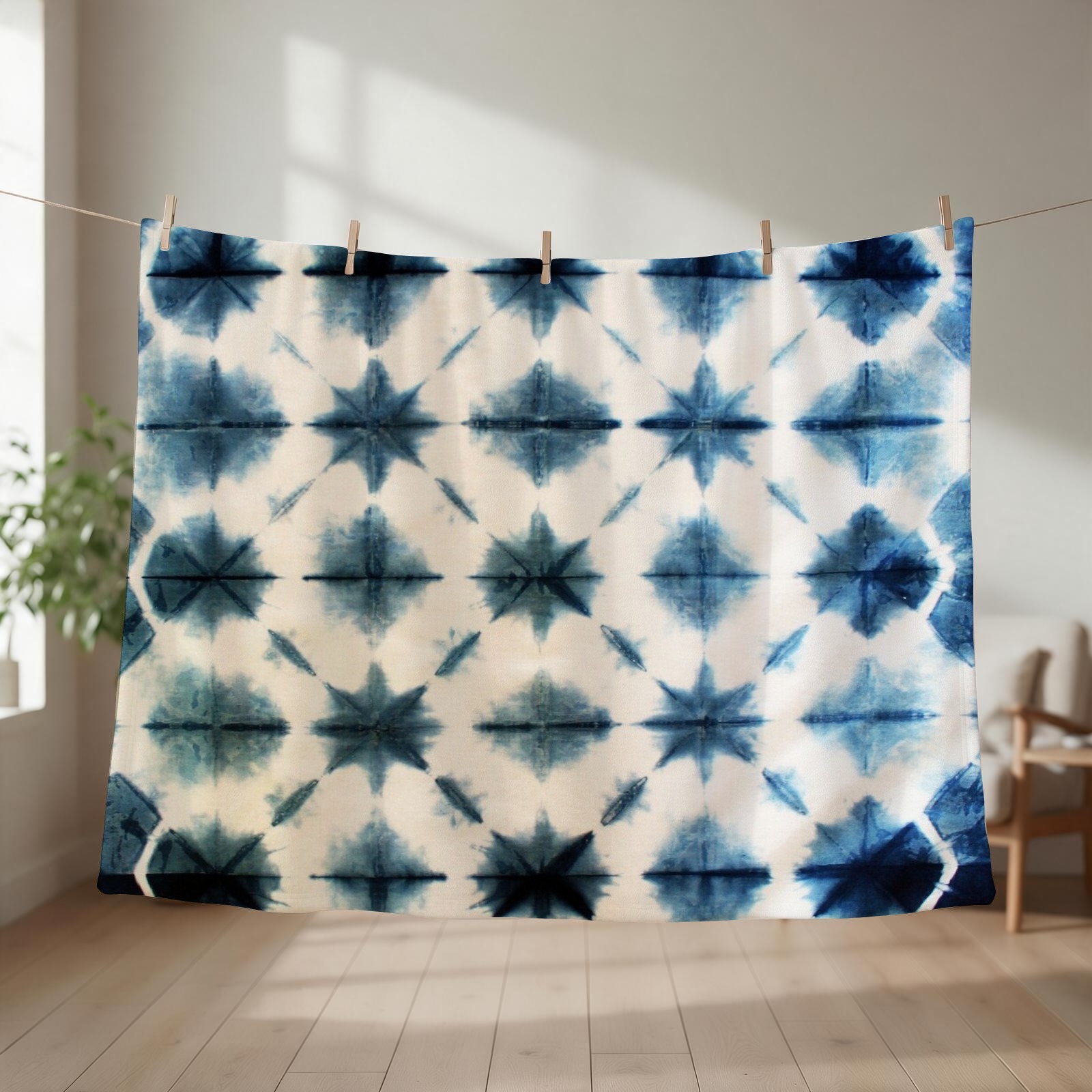 Shibori Tie Dye - Shibori Tie Dye, Indigo Throw Blanket